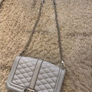 Quilted Chain Shoulder Bag - Grey